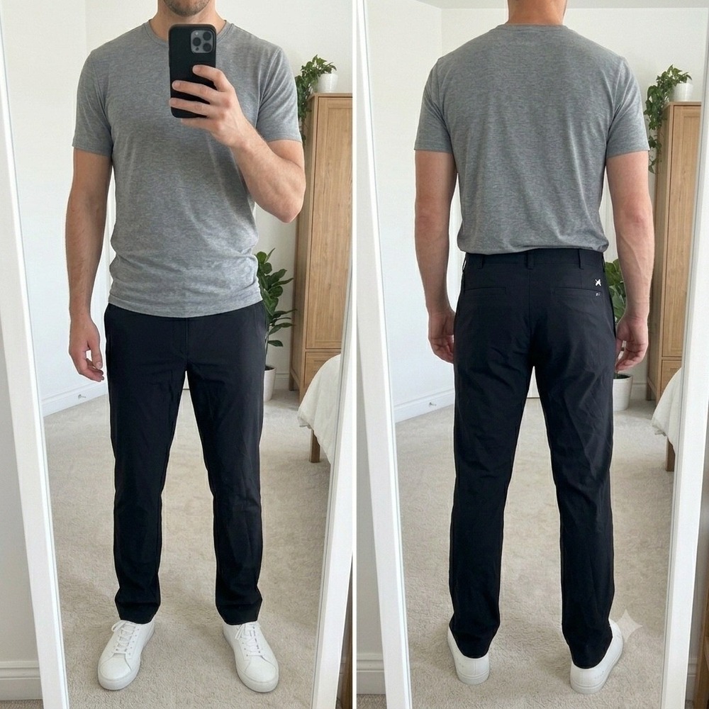 Birdie Bound Men's Golf Pants 36x32 Black Stretch Performance Casual Chino